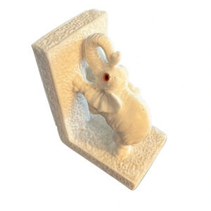 Vintage Italian Marble Elephant Book End Glass Eyes ONE